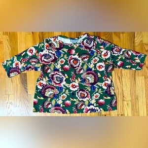 STYLE & CO STYLE&CO Plus Size Floral Top Green Long Sleeve 3X